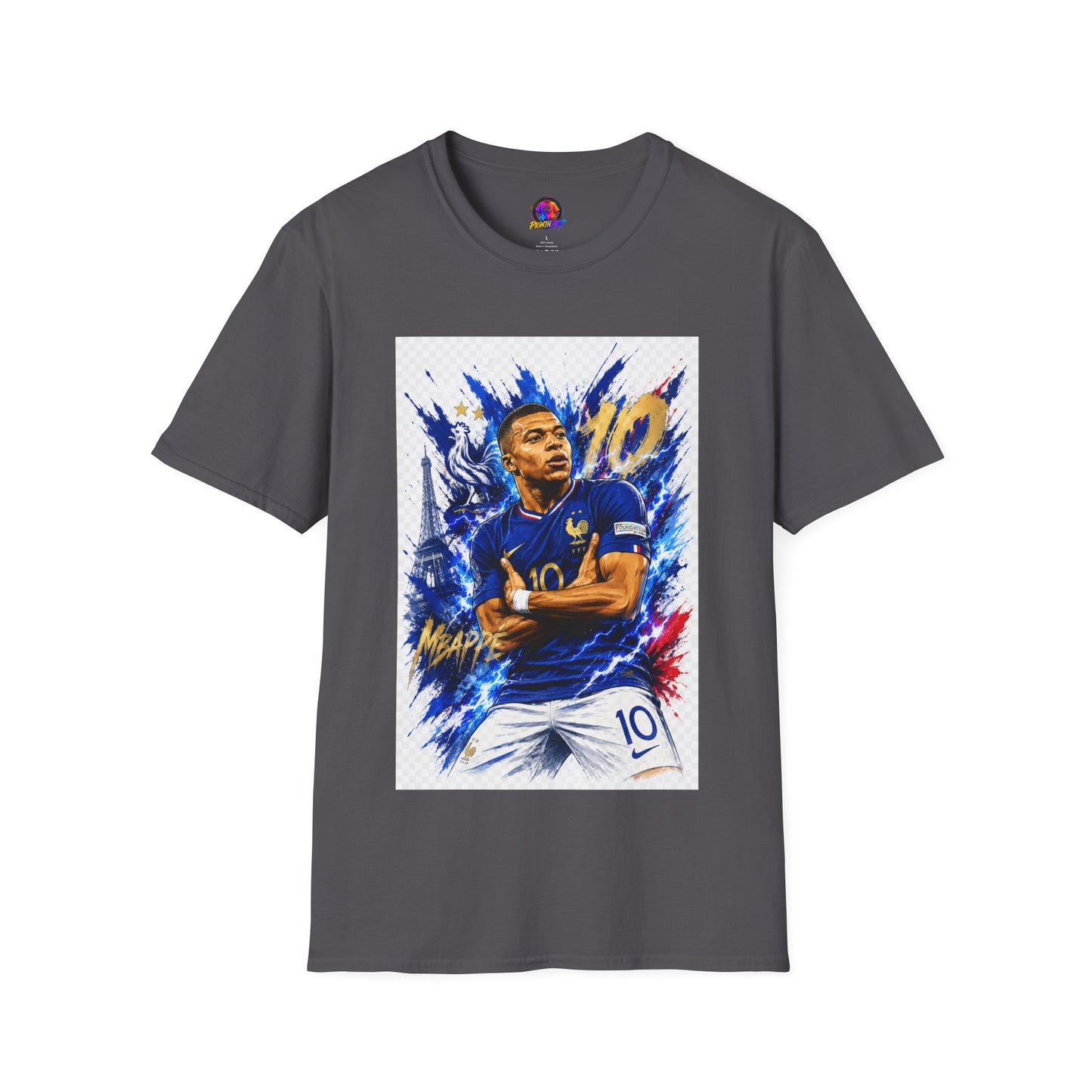 France Mbappé Soccer T-Shirt — #10 Blue Action Portrait Tee