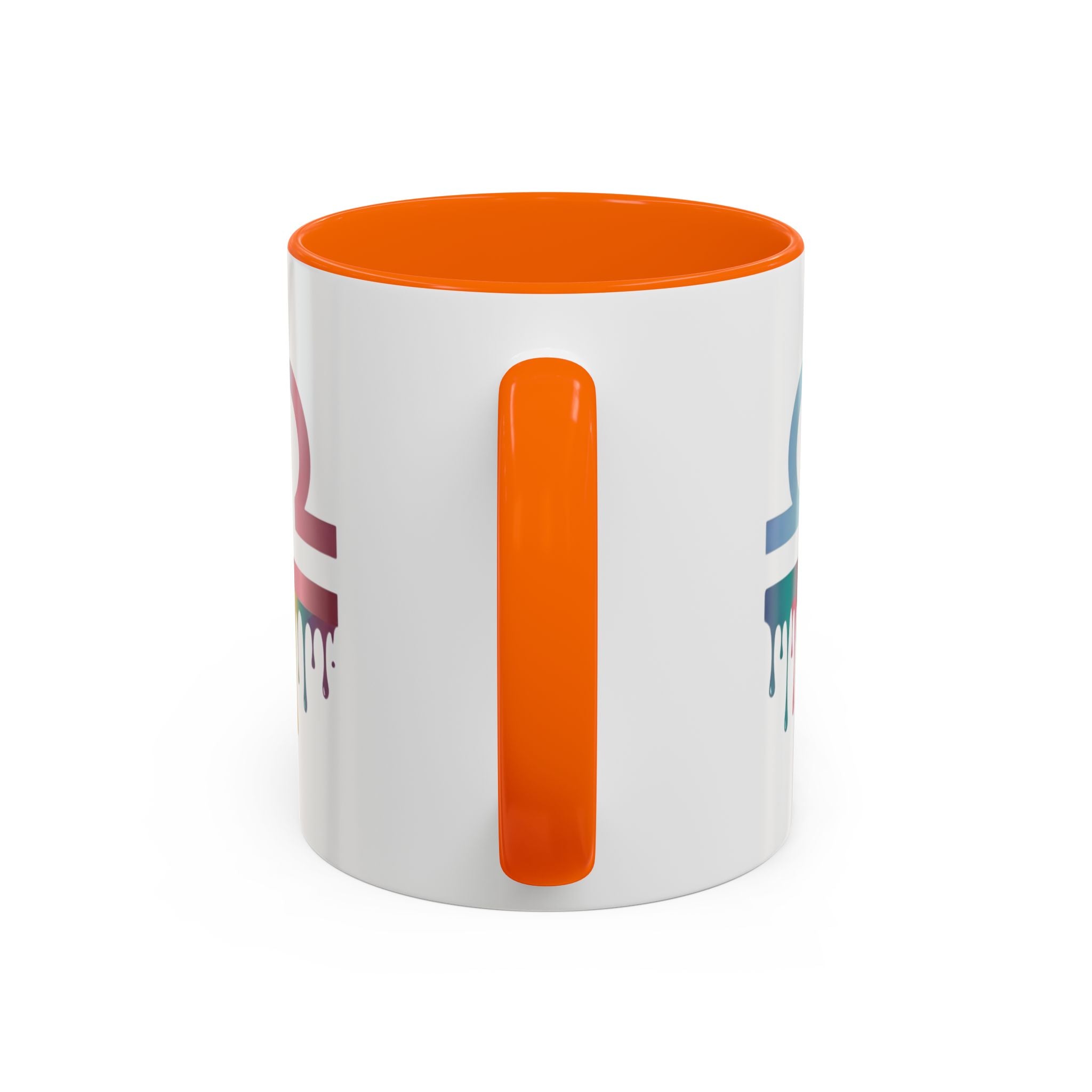 Libra Drip Accent Coffee Mug — Zodiac Symbol Rainbow Design
