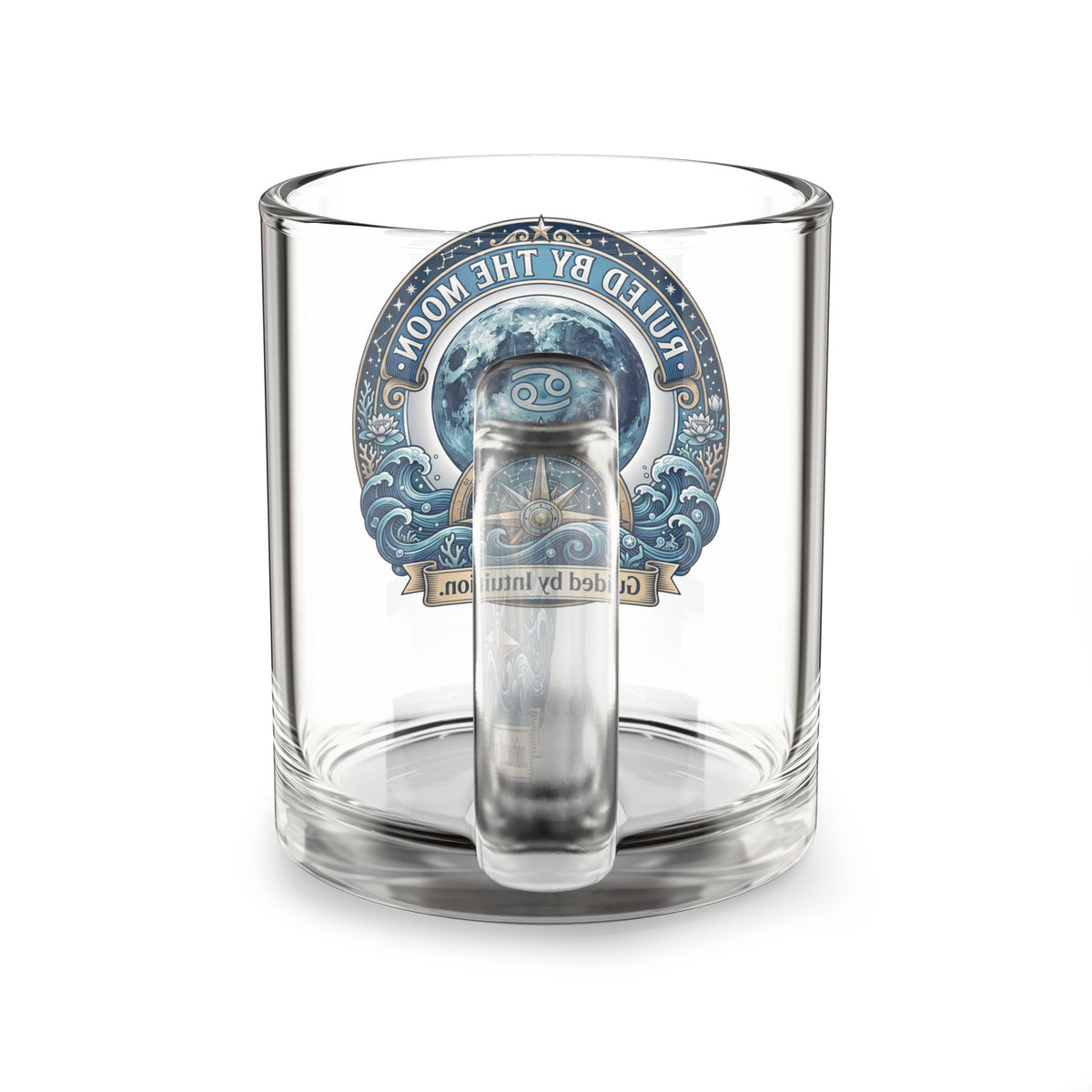 Cancer Zodiac  Ruled by the Moon Glass Mug — Zodiac Cancer Moon Phase Coffee Cup (Guided by Intuition)