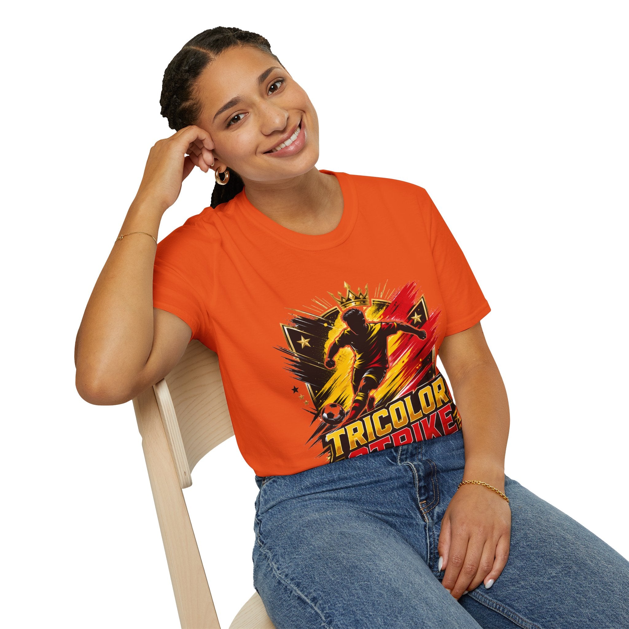 Belgium Soccer T-Shirt — 'Tricolor Strike' Graphic Jersey Tee