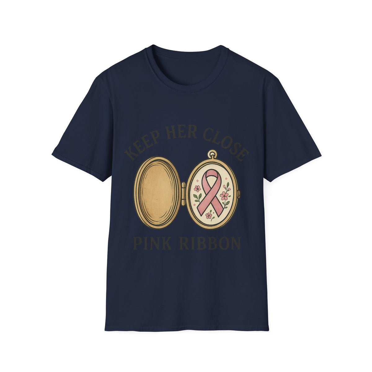 Keep Her Close Pink Ribbon Vintage Locket Graphic Tee - Trending Now - September 2026