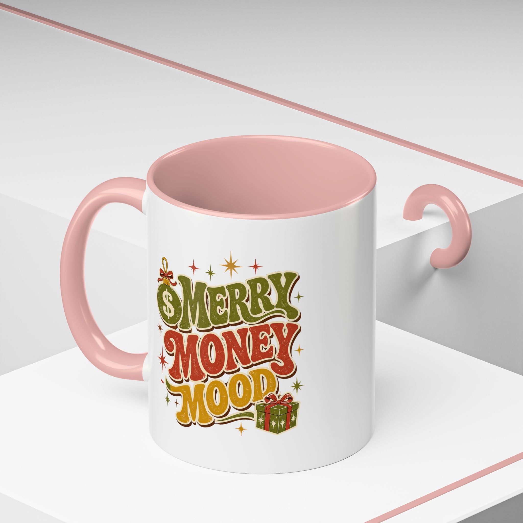 Modern Day Christmas Merry Money Mood Coffee Mug – Holiday Retro Gift Mug