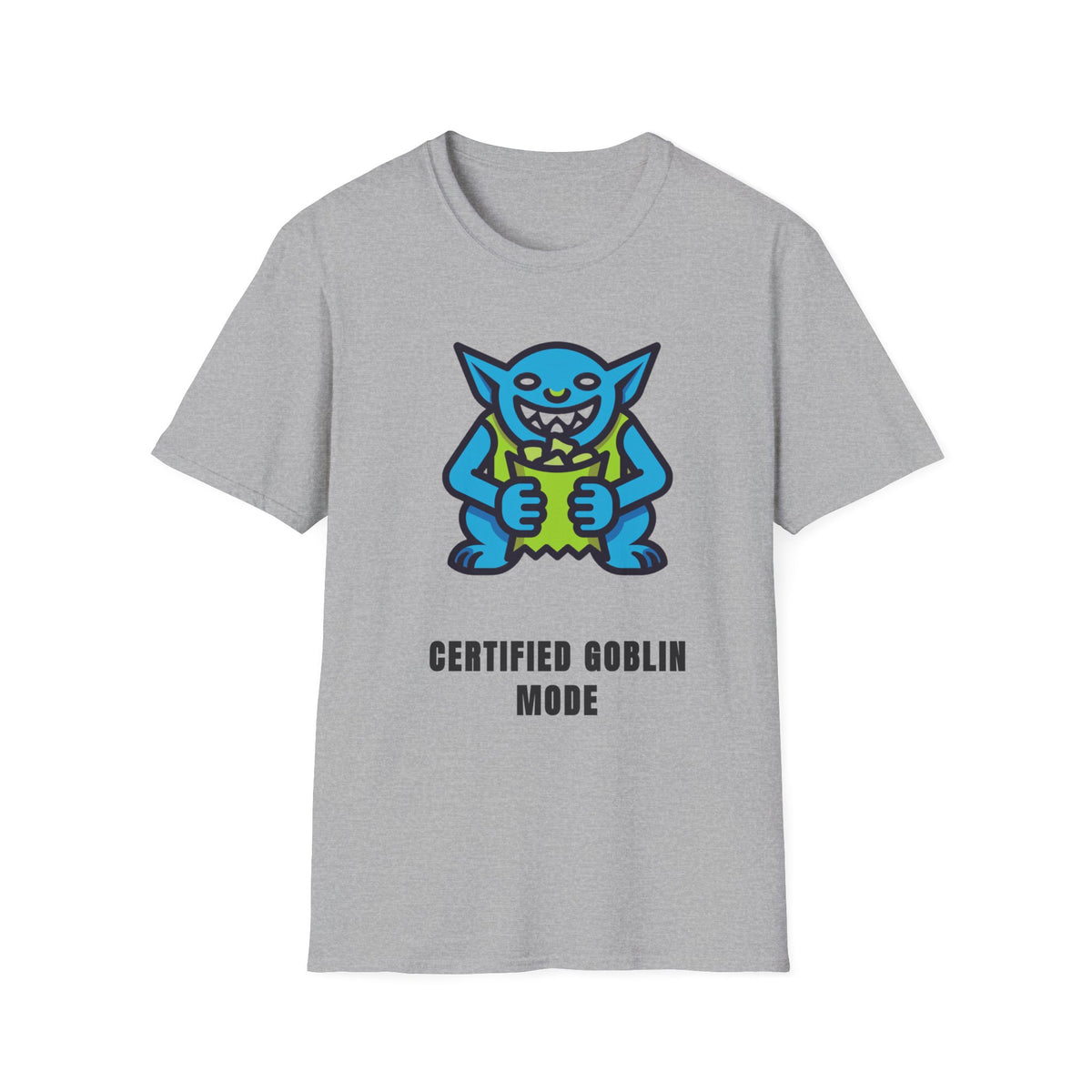 Gritty Goblin Graphic Tee - Cute Blue Goblin "Destined Goblin Mode" T-Shirt - Trending Now - September 2026