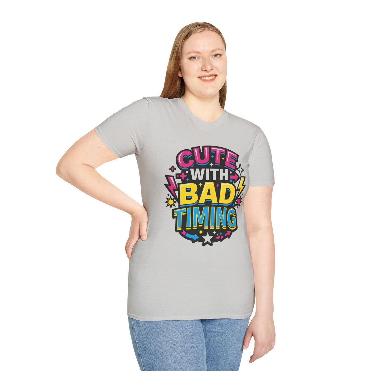 Cute But Bad Timing Graphic T-Shirt — Funny Retro Rainbow Tee - Trending Now - August 2026