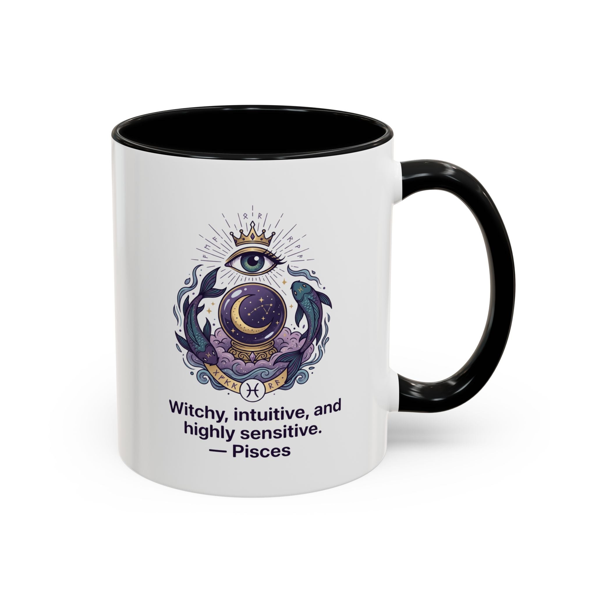 Pisces Witchy Accent Mug — "Witchy, intuitive, and highly sensitive" Astrology Coffee Cup (11/15oz)