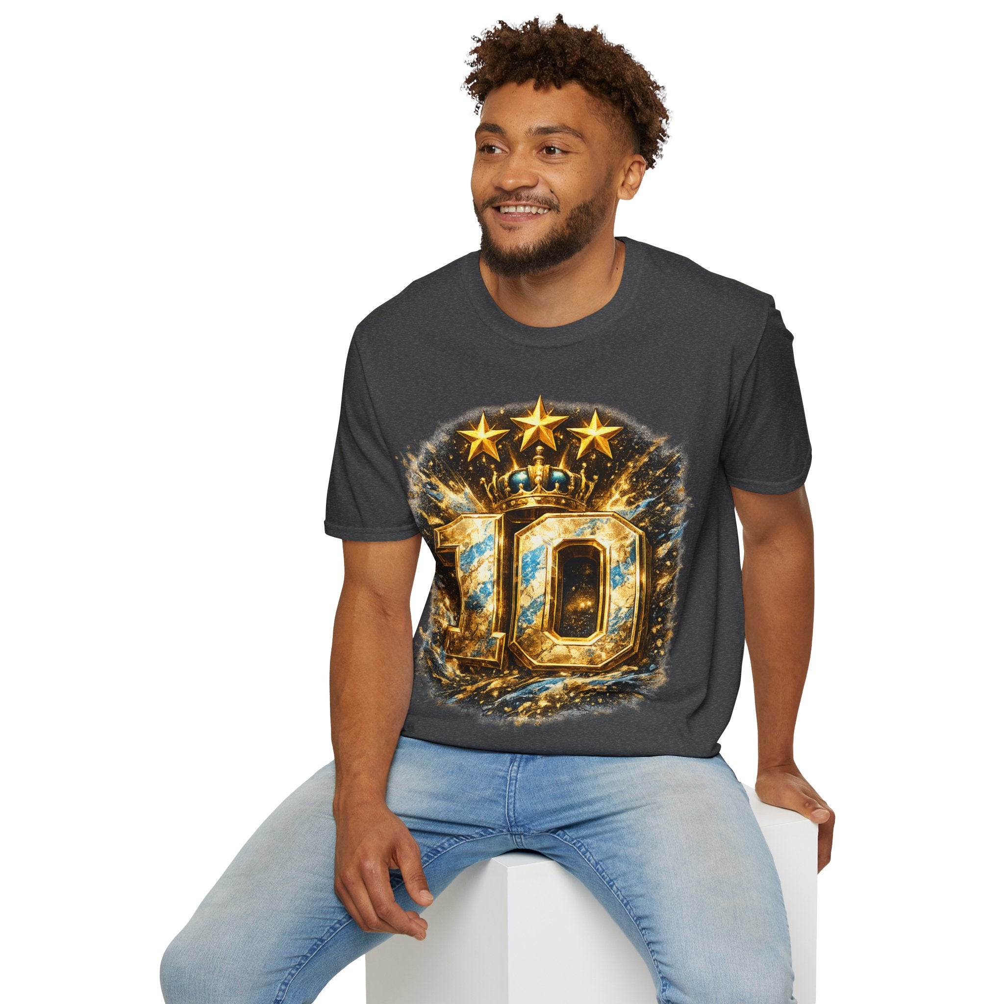 Argentina, MESSI #10 T-Shirt — Gold Crown '10' Victory Graphic Tee