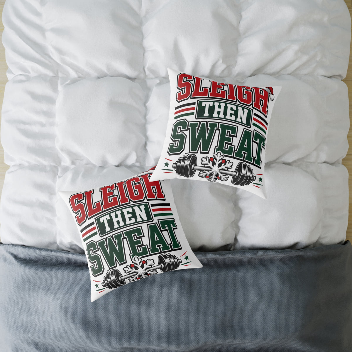 Modern Day Christmas  Sleigh Then Sweat Christmas Gym Pillow