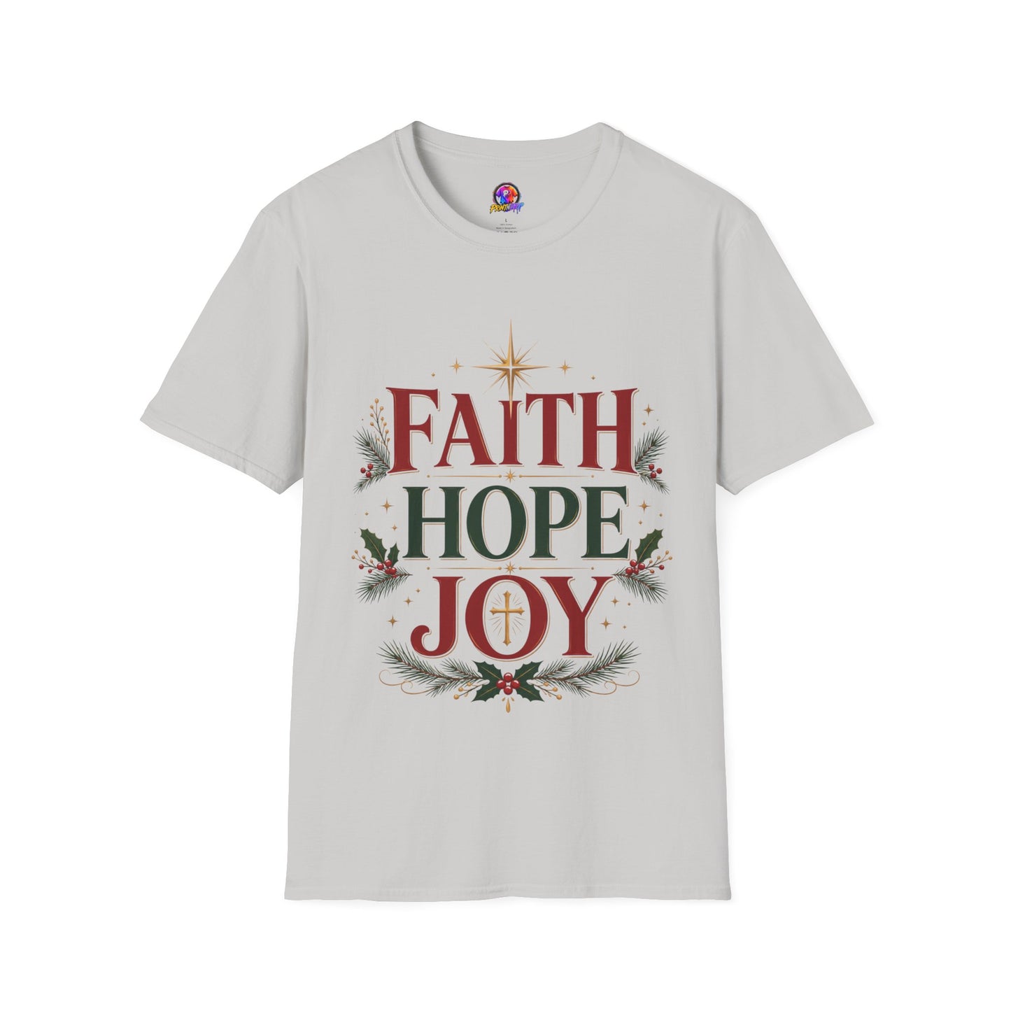 Faith Hope Joy Christmas T-Shirt — Holiday Nativity Inspirational Tee