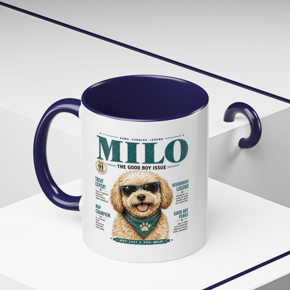 Milo Bailey Dog Dad Mom Milo Magazine-Style Accent Coffee Mug — Cute Dog Portrait