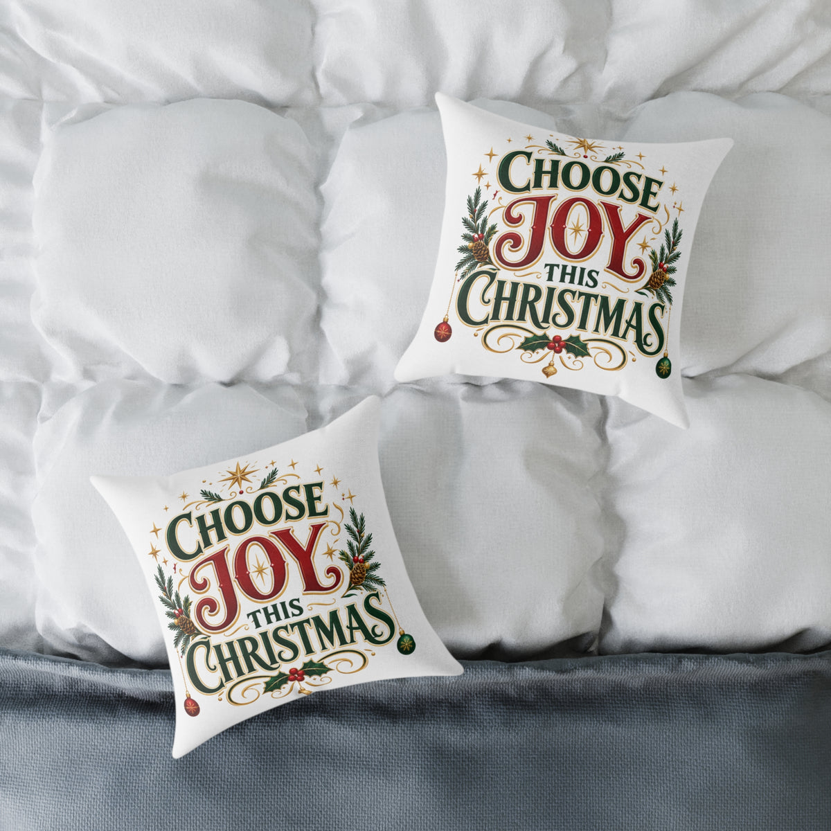 Choose Joy This Christmas Square Poly Canvas Pillow