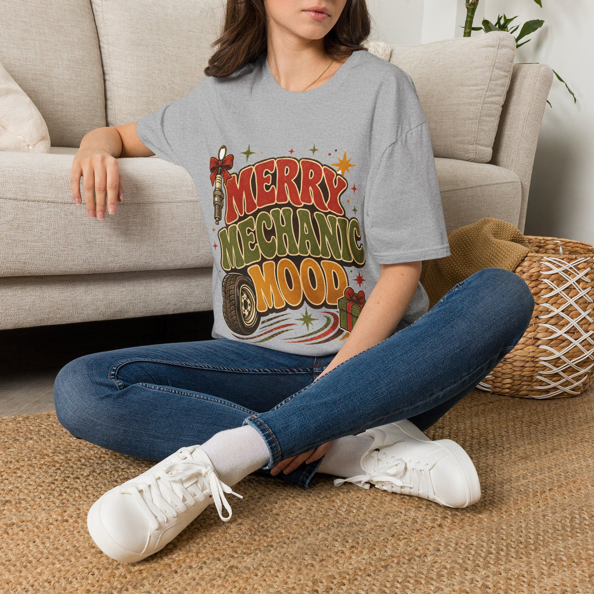 Merry Mechanic Mood T‑Shirt — Retro Holiday Auto Technician Gift