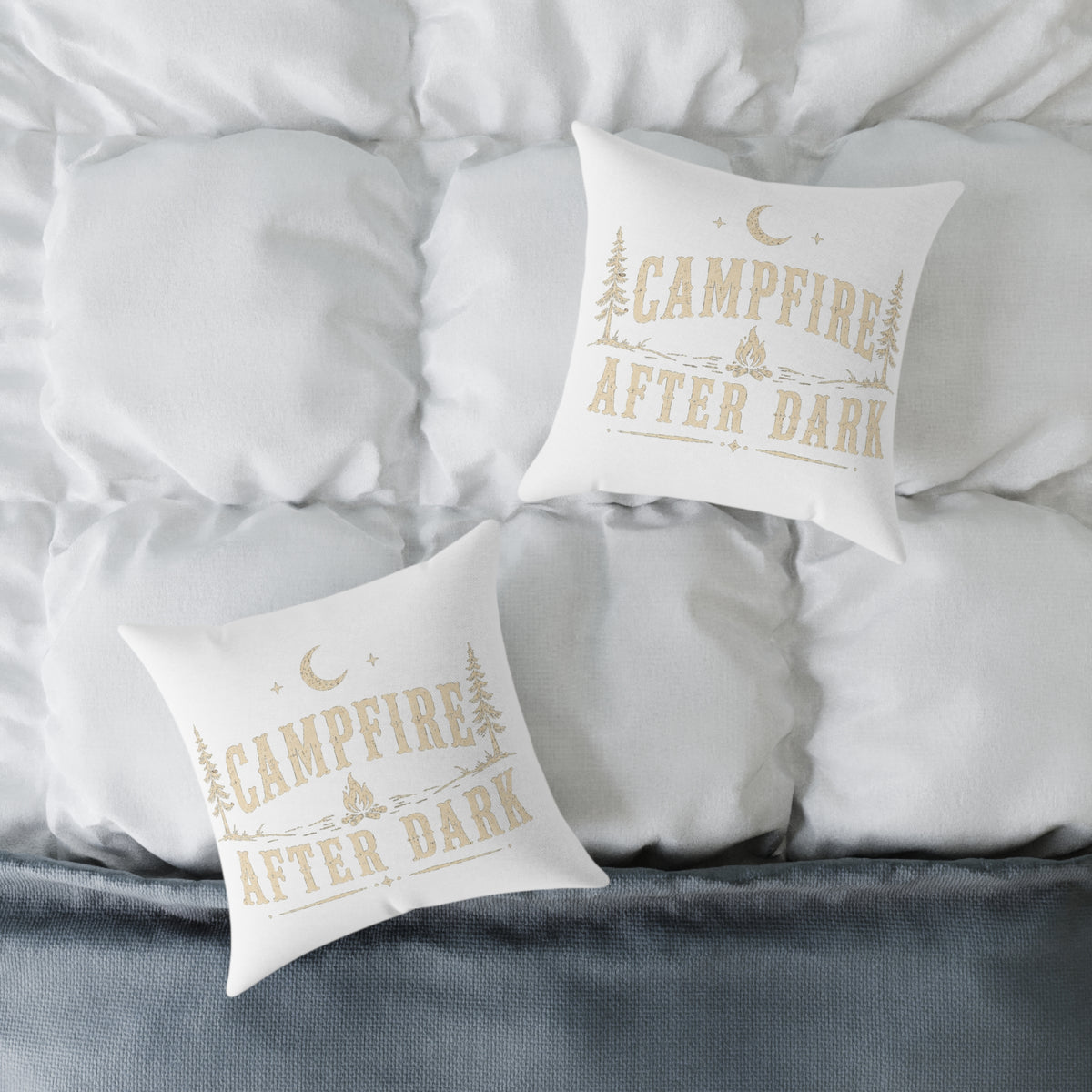 Campfire After Dark Square Pillow Milo Bailey Dog Dad Mom- Rustic Camping Decorative Throw Pillow