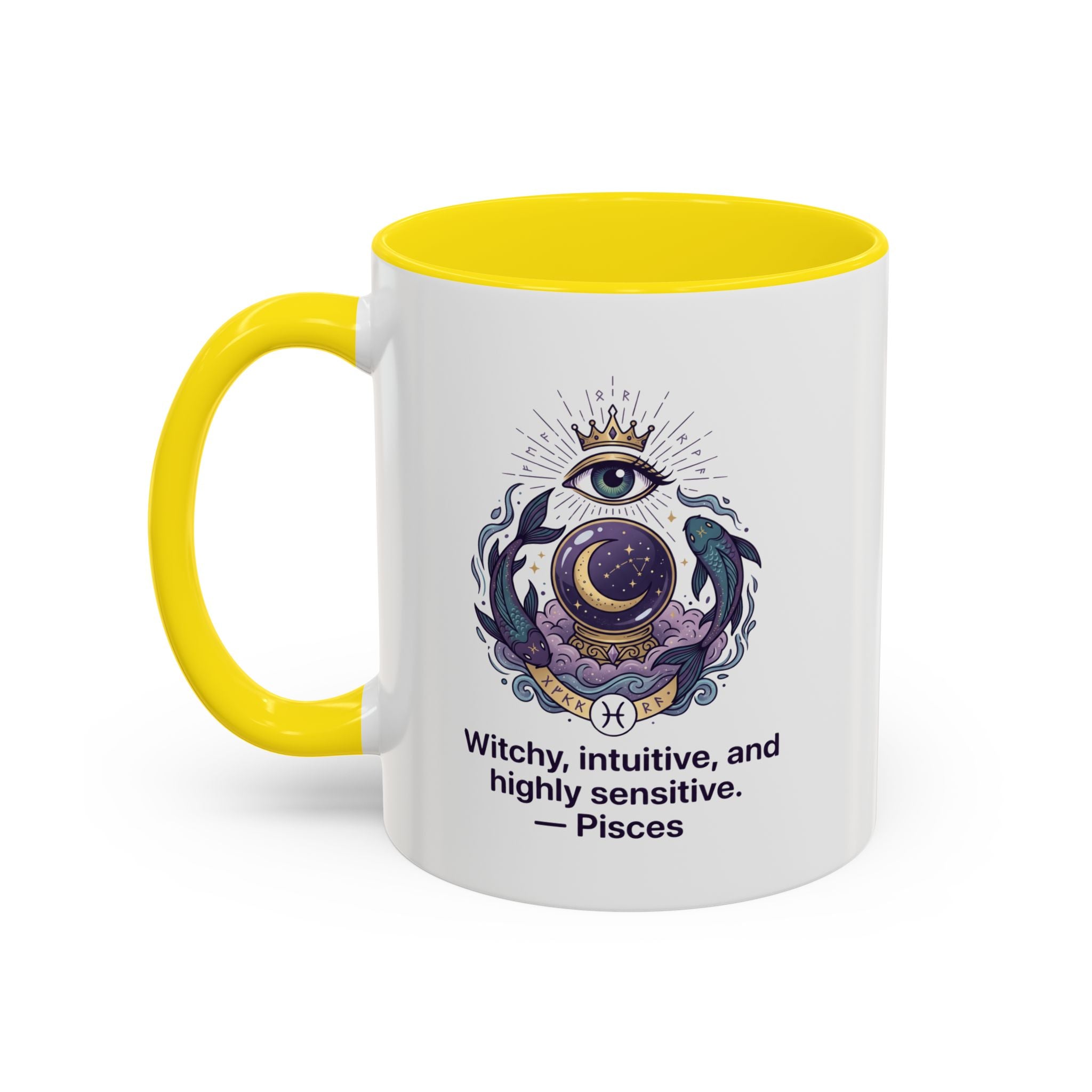 Pisces Witchy Accent Mug — "Witchy, intuitive, and highly sensitive" Astrology Coffee Cup (11/15oz)