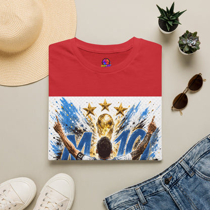 Argentna  Soccer M10 Champion T-Shirt — Gold Trophy & Stars Football Fan Tee