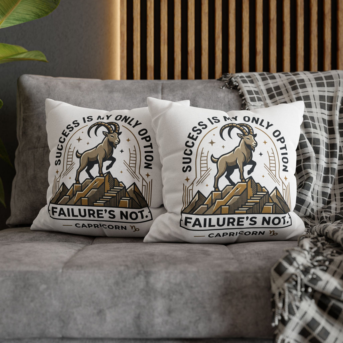 Capricorn Pillowcase – "Success Is My Only Option, Failure's Not" Zodiac Decorative Throw Pillow