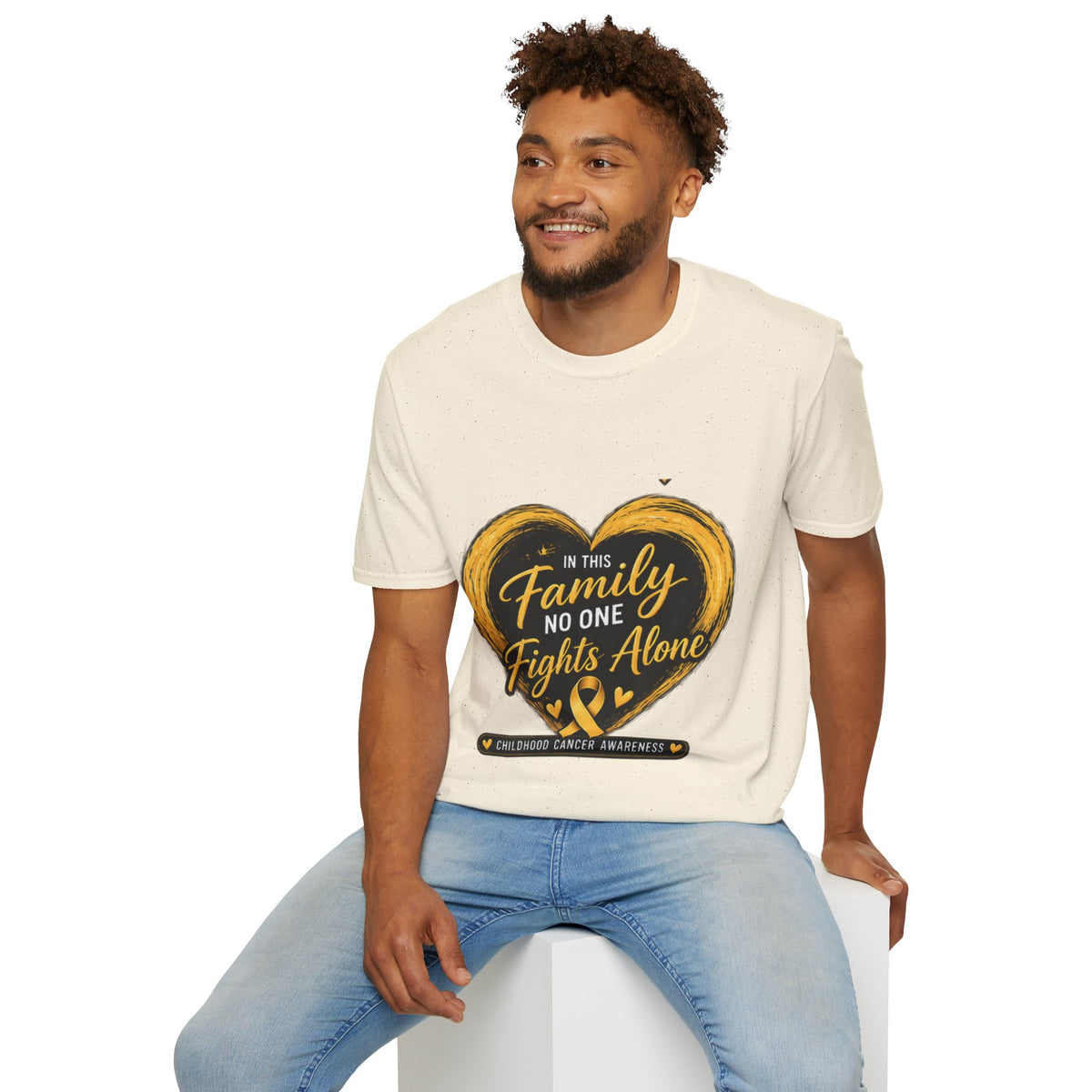 Childhood Cancer Awareness T-Shirt — "In This Family No One Fights Alone"