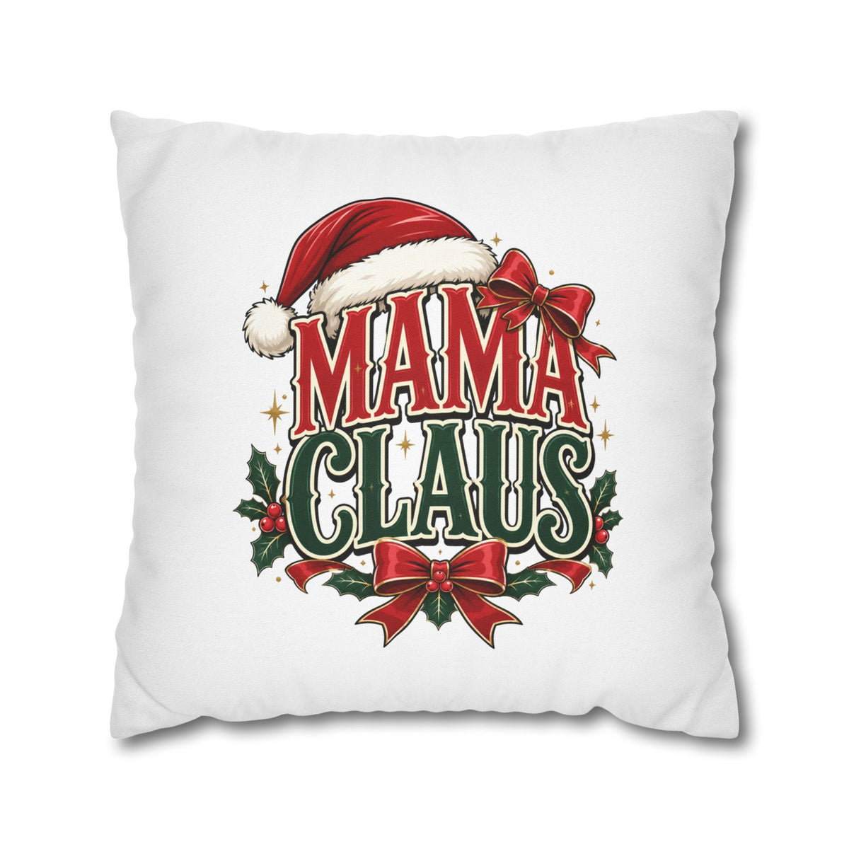 Christmas Mama Claus Holiday Throw Pillowcase — Christmas Decorative Square Pillow Cover