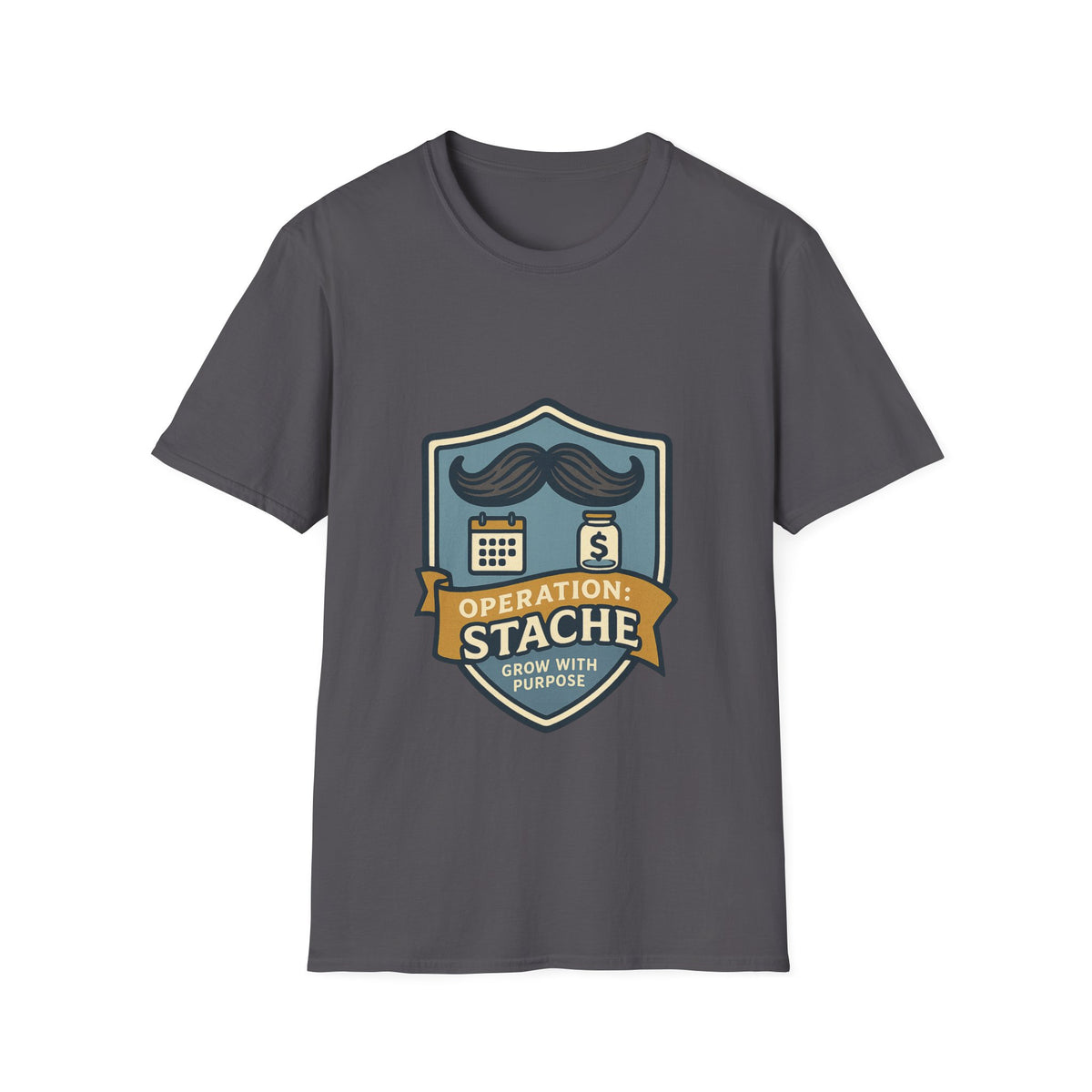 Mustache Badge T-Shirt — Stache Crest Graphic Tee - Trending Now - October 2026