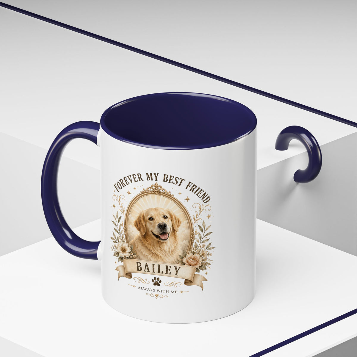 Milo Bailey Dog Dad Mom Personalized Dog Coffee Mug – "Forever My Best Friend" Golden Retriever Memorial Accent Mug
