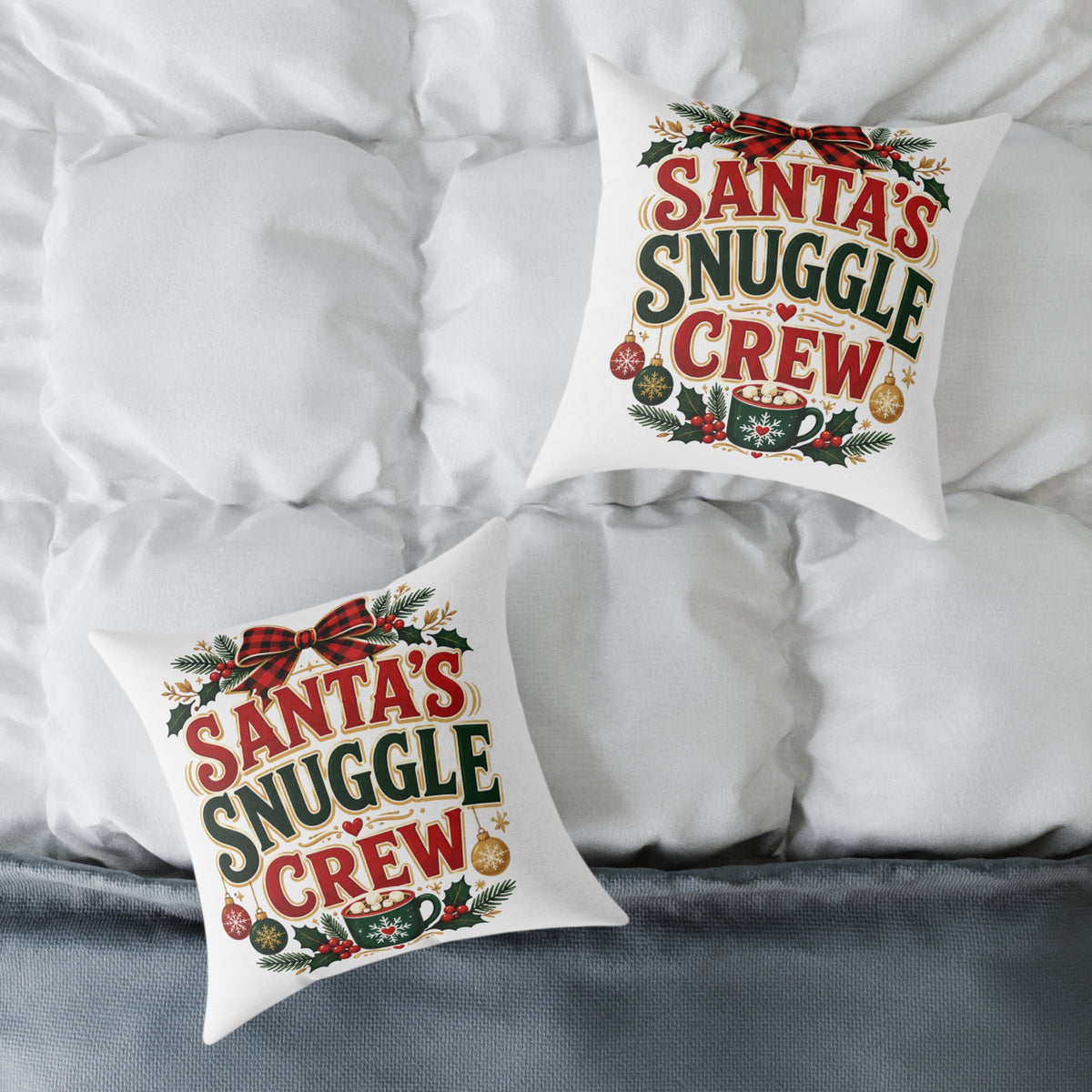 Santa’s Snuggle Crew Christmas Pillow — Festive Holiday Decorative Throw Pillow