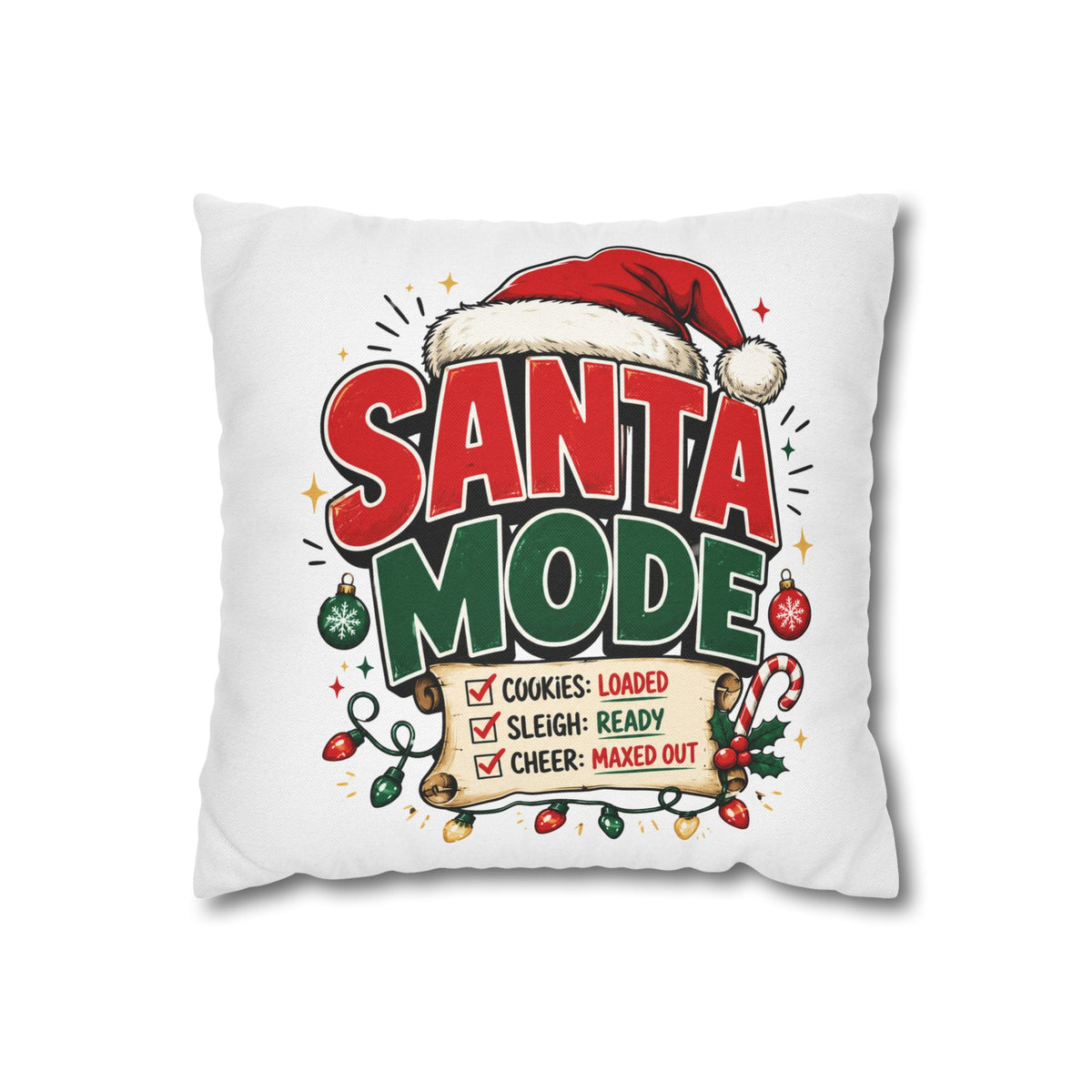 Christmas Santa Mode Holiday Throw Pillow — 'Santa Mode' Festive Decorative Pillowcase
