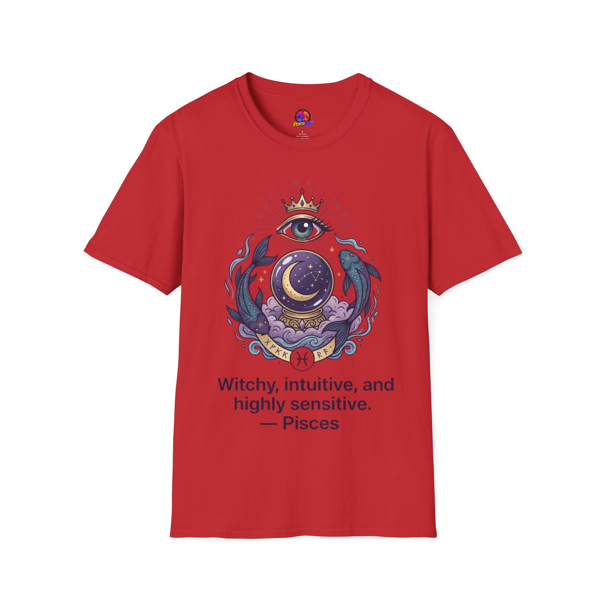 Pisces Mystic Eye T-Shirt — Witchy Astrology Moon & Crown Design