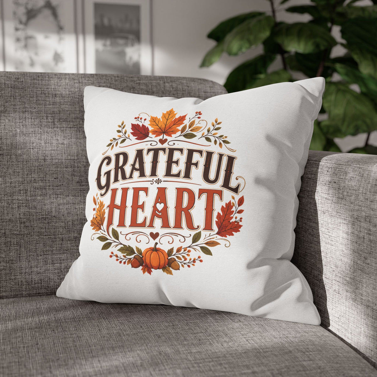 Thanksgiving Grateful Heart Fall Pillowcase - Thanksgiving Autumn Decorative Throw Cover
