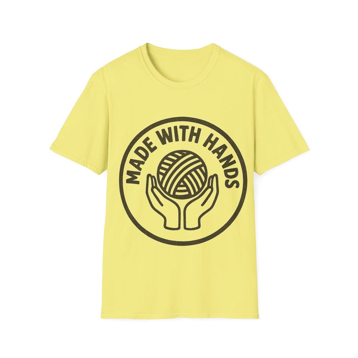 "Made With Hands" Vintage Ball of Yarn Logo Tee - Crafting Crochet Retro White T-Shirt - Trending Now - September 2026