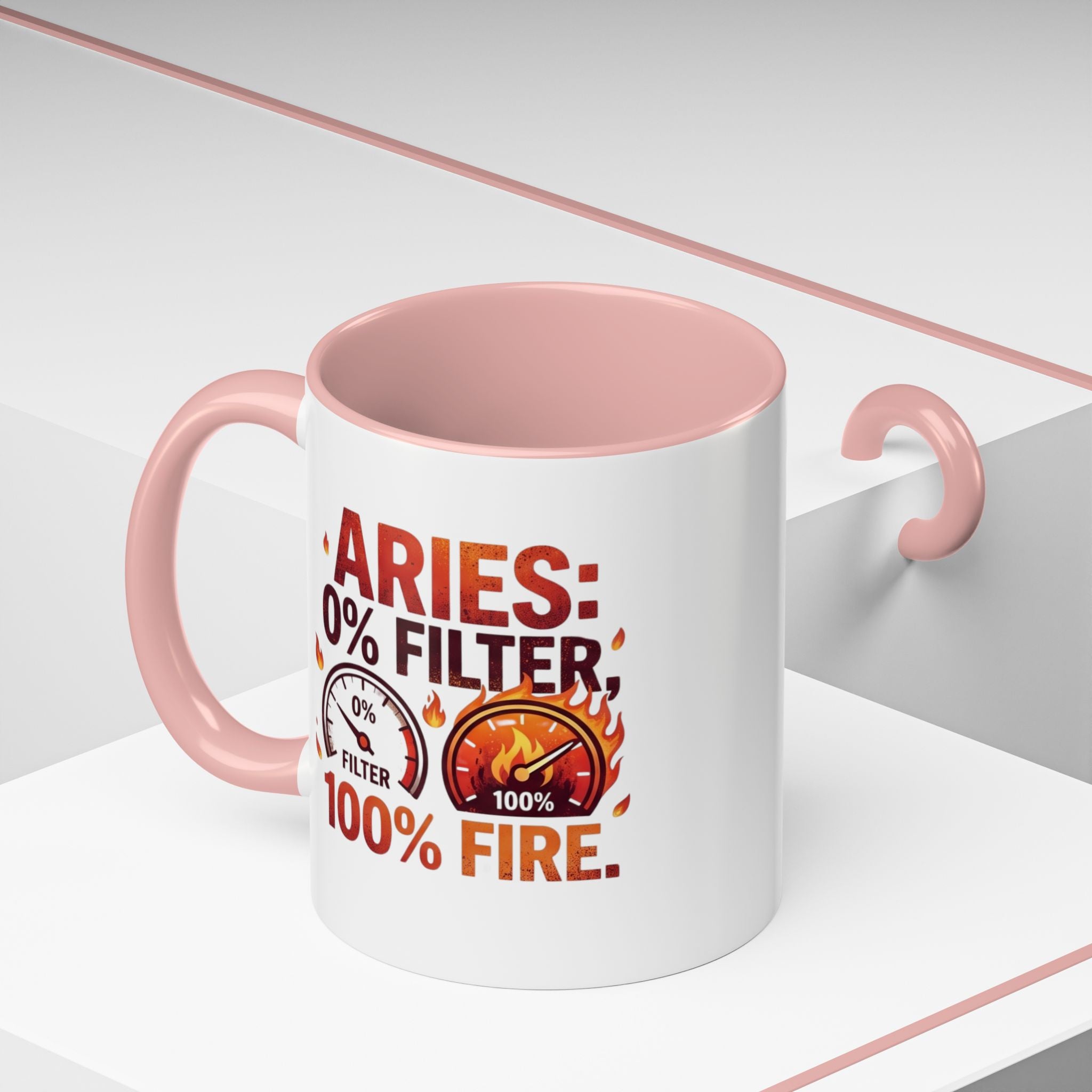 Aries Coffee Mug — "0% Filter, 100% Fire" Zodiac Astrology Mug