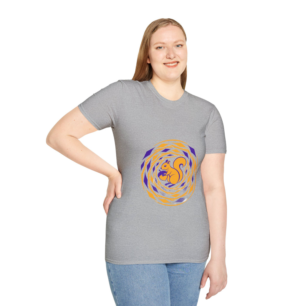 Squirrel Swirl Graphic T-Shirt — Playful Orange & Purple Nature Tee - Trending Now - September 2026