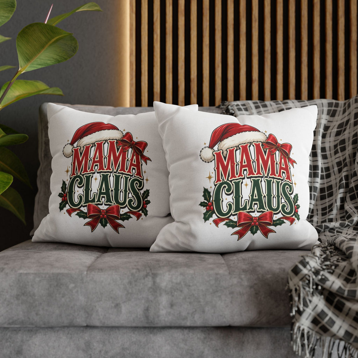 Christmas Mama Claus Holiday Throw Pillowcase — Christmas Decorative Square Pillow Cover