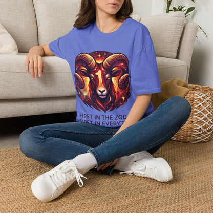Aries Zodiac Ram Graphic T-Shirt — 'First in the Zodiac' Astrology Tee