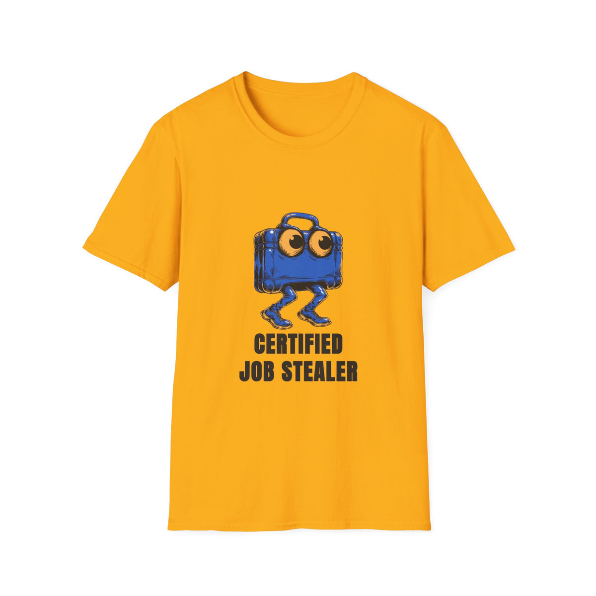 T-Shirt — Certified Job Stealer Funny Blue Suitcase Graphic - Trending Now - August 2026