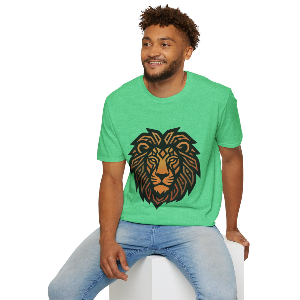 Leo Zodiac Lion Head T-Shirt — Geometric Tribal Lion Graphic Tee