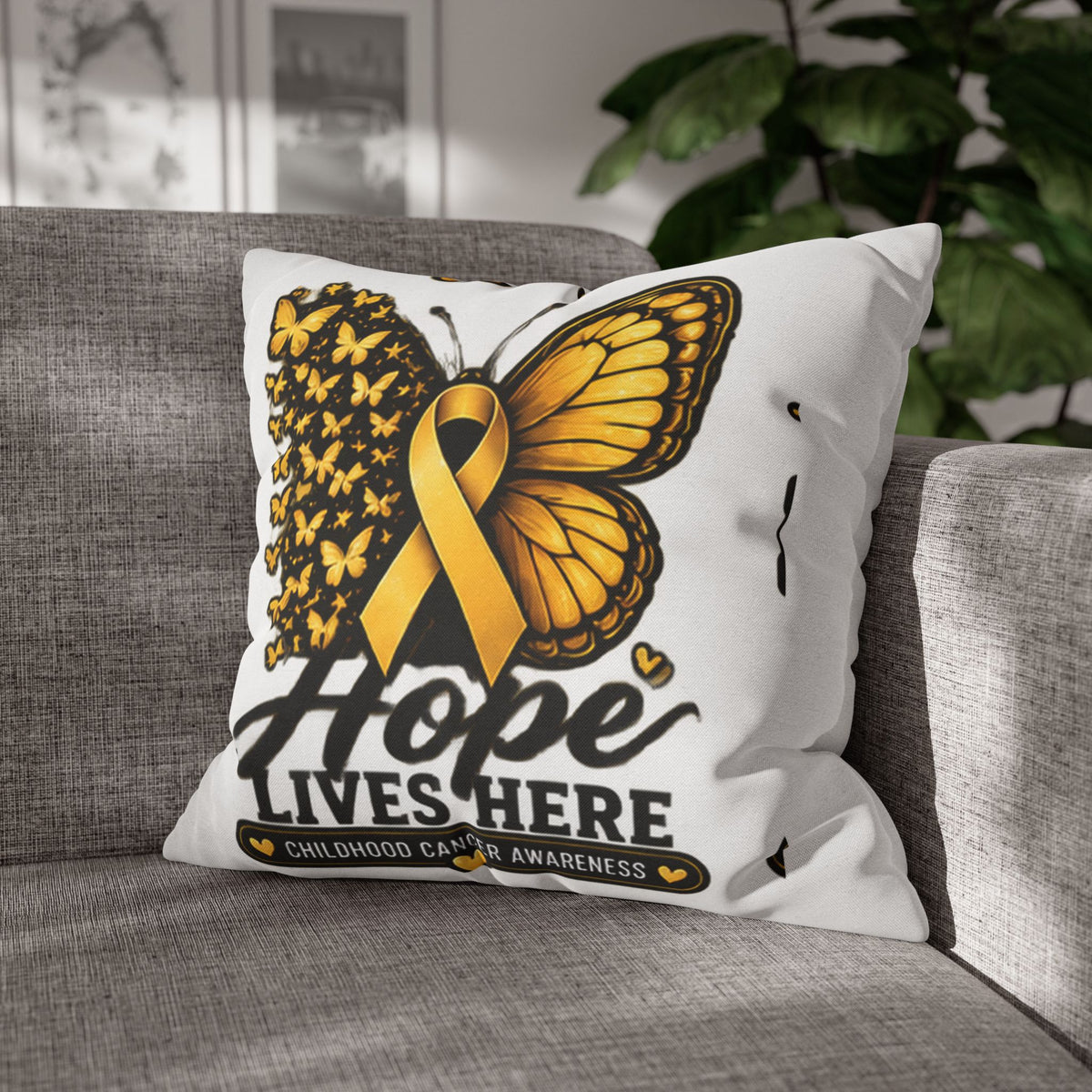 Hope Lives Here Childhood Cancer Awareness Pillowcase