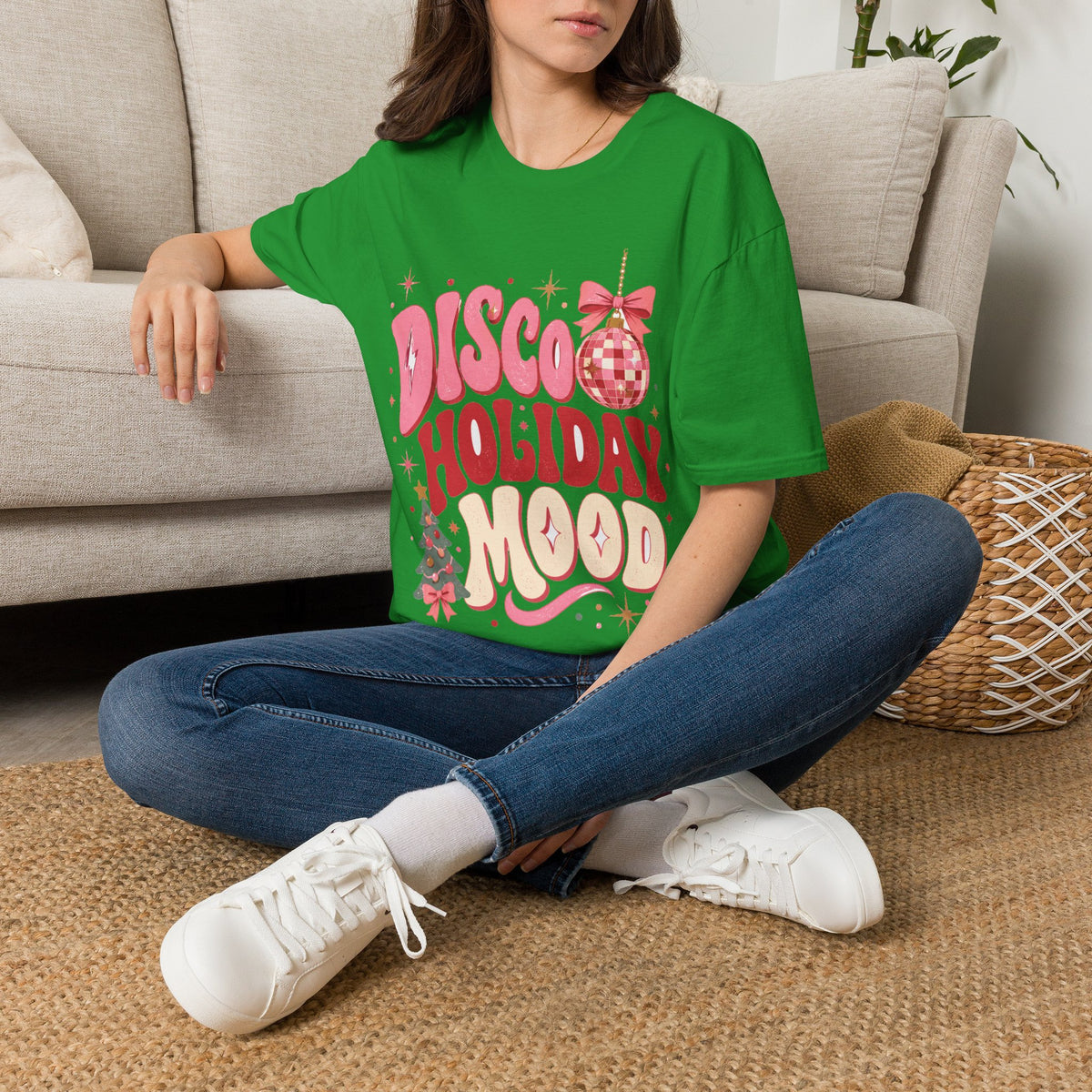 Disco Holiday T-Shirt — Retro Pink Disco Ball Christmas Tee