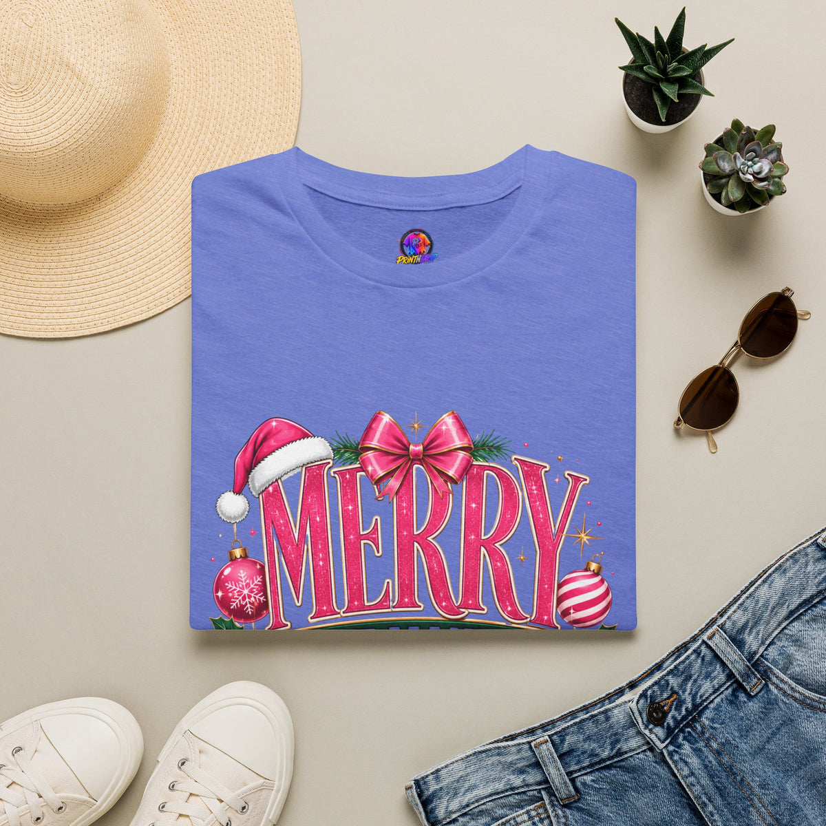 Christmas T-Shirt — "Merry But Make It Pink" Holiday Tee