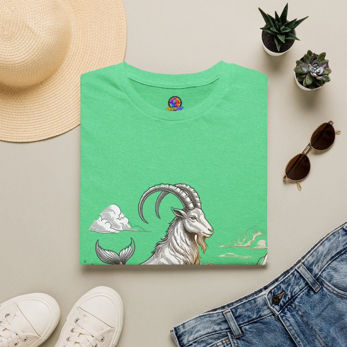 Capricorn Goat-Mermaid T-Shirt — Mythical Sea Goat Zodiac Tee