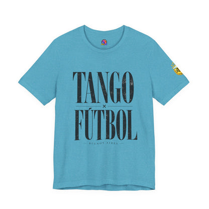 Argentina - Tango y Fútbol Graphic Tee - Bold Serif Soccer & Dance Shirt
