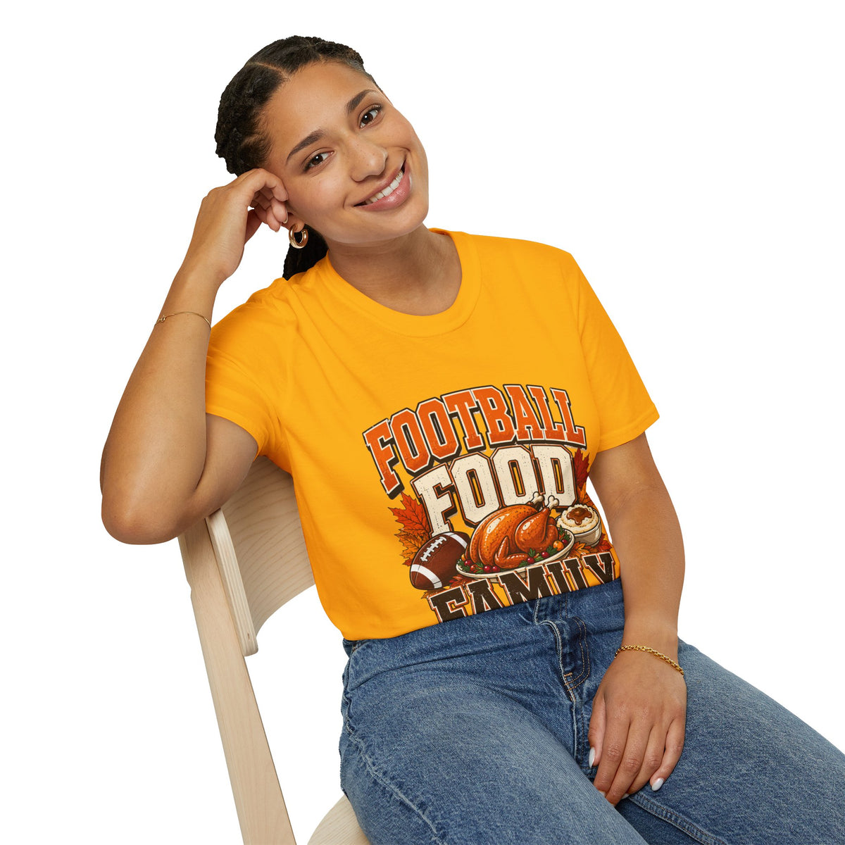 Thanksgiving T-Shirt Football Food Family T-Shirt — Thanksgiving Tailgate Tee for Fans