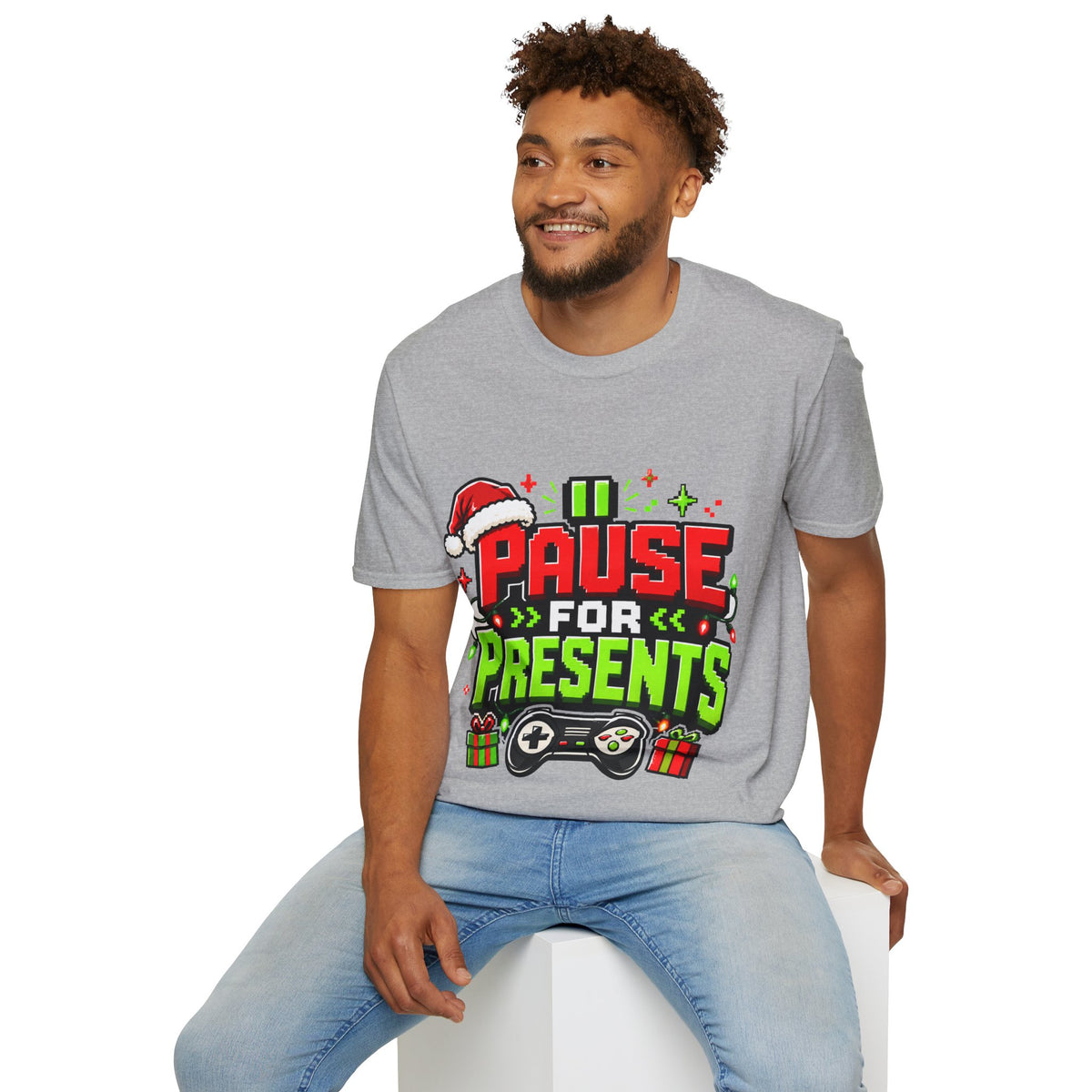 T-Shirt — "Pause for Presents" Christmas Gamer Tee