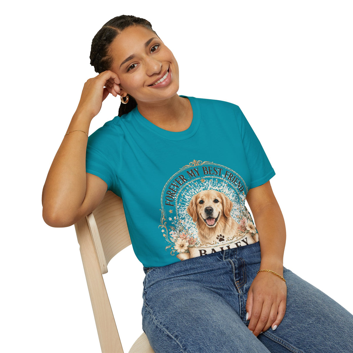 Forever My Best Friend Dog T-Shirt — Personalized Pet Name Golden Retriever Tee