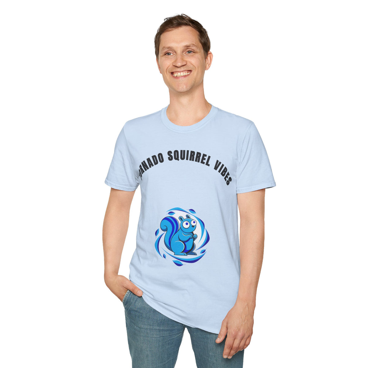 T-Shirt — "Tornado Squirrel Vibes" Graphic Tee | Cute Whimsical Squirrel Swirl Design - Trending Now - September 2026