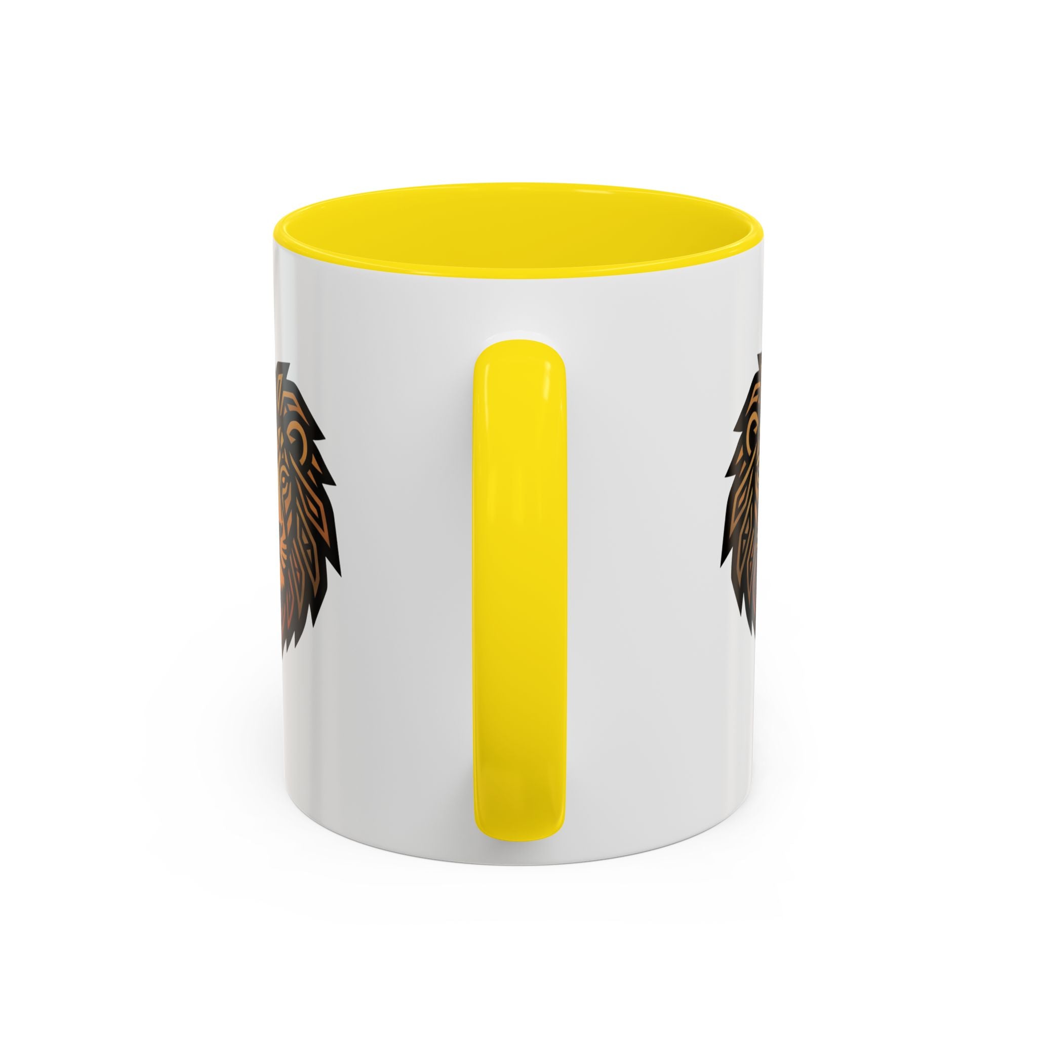 Lion Head Accent Coffee Mug — Bold Geometric Mane Design