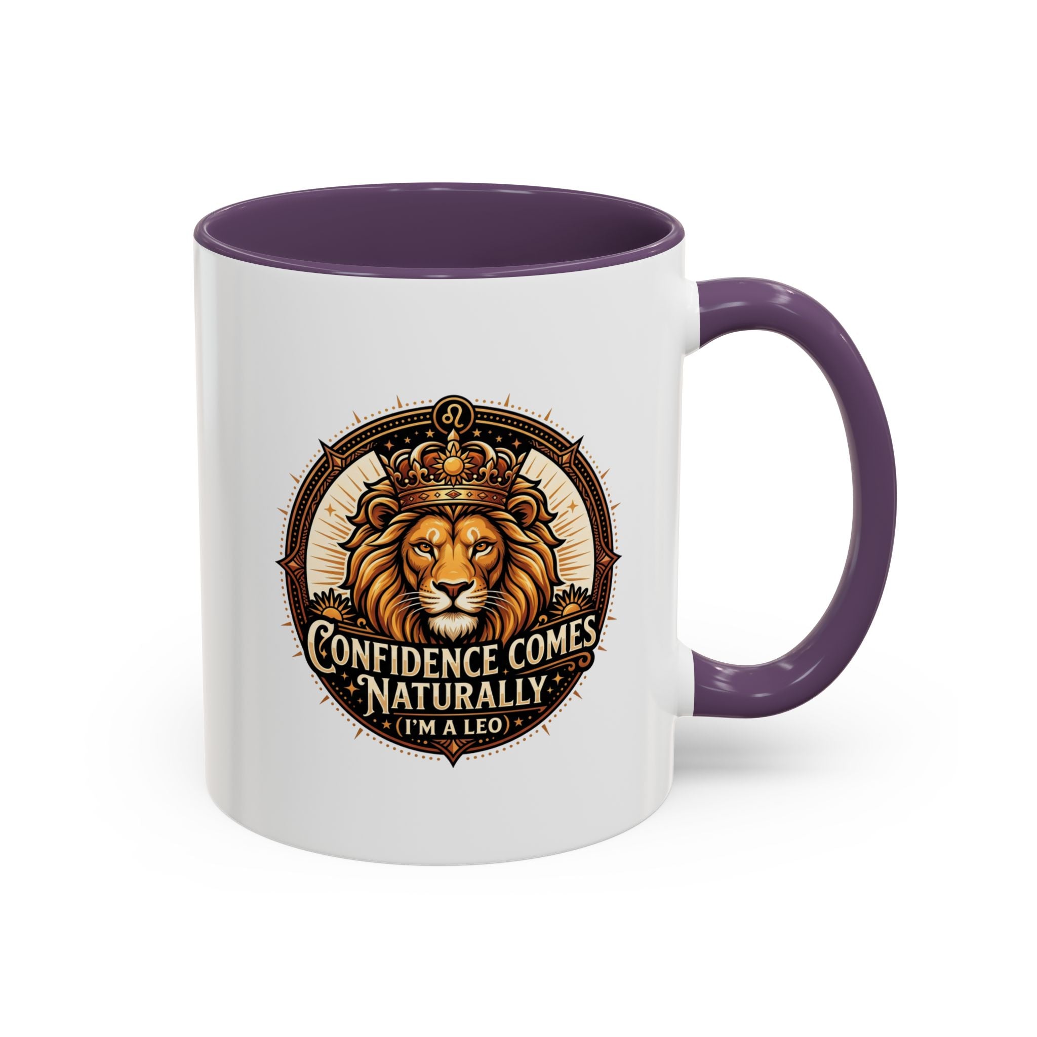 Lion Zodiac Coffee Mug - "Confidence Comes Naturally" Accent Mug (11/15oz)