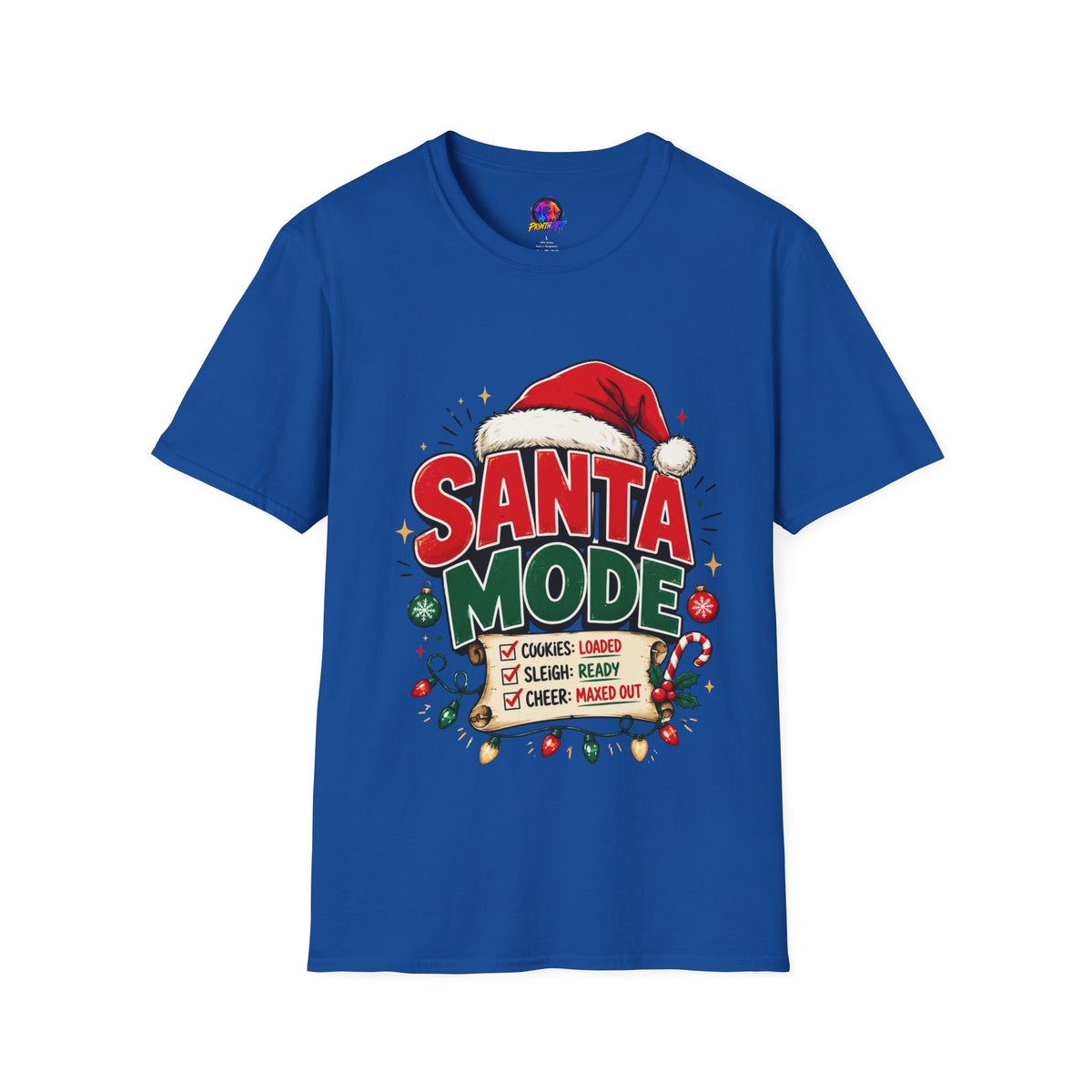 Santa Mode T-Shirt — Holiday Christmas Graphic Tee with Santa Hat