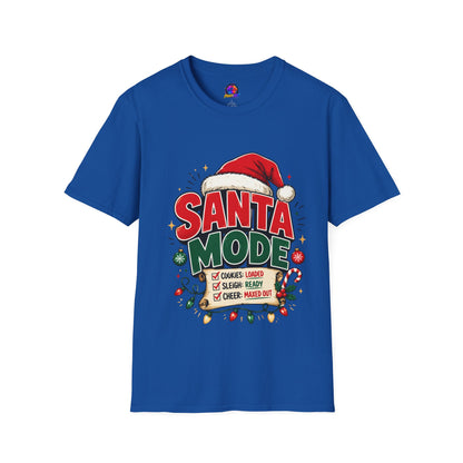 Santa Mode T-Shirt — Holiday Christmas Graphic Tee with Santa Hat