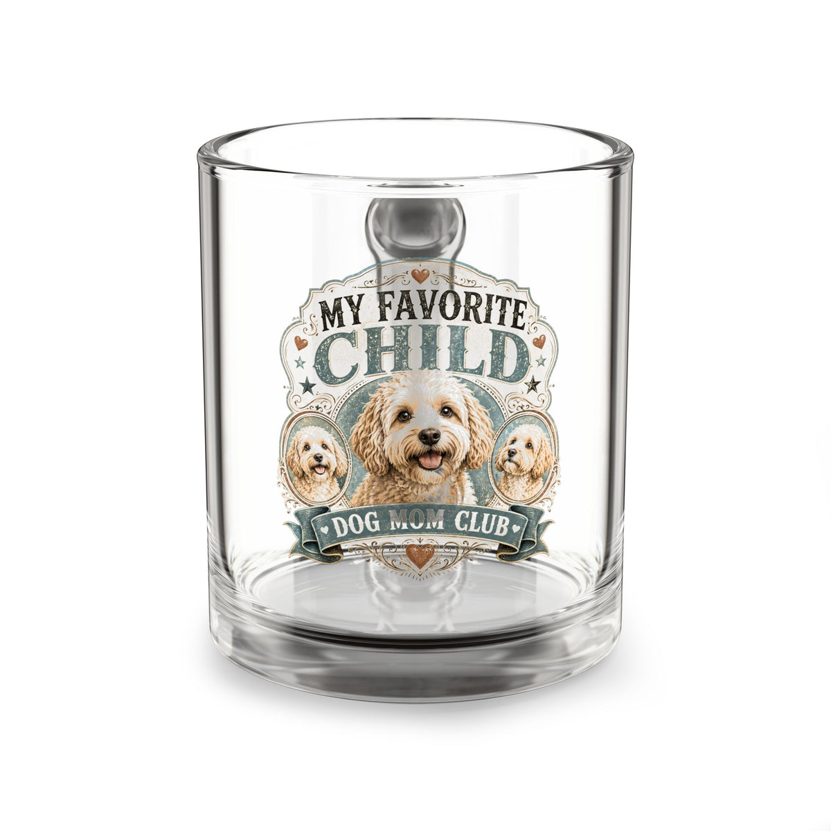 Dog Mom Glass Mug — “My Favorite Child” 10oz Cute Puppy Coffee Cup
