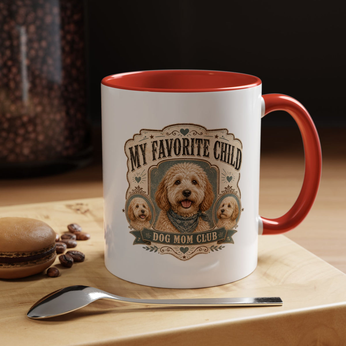Milo Bailey Dog Dad Mom My Favorite Child Dog Mom Club Accent Coffee Mug – Cute Doodle Dog Mother's Day Gift