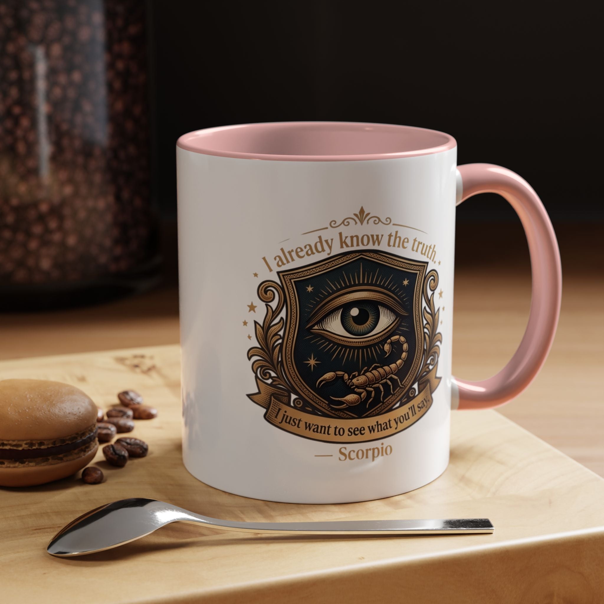 Scorpio Accent Coffee Mug — "I Already Know the Truth" Astrology Zodiac Mug
